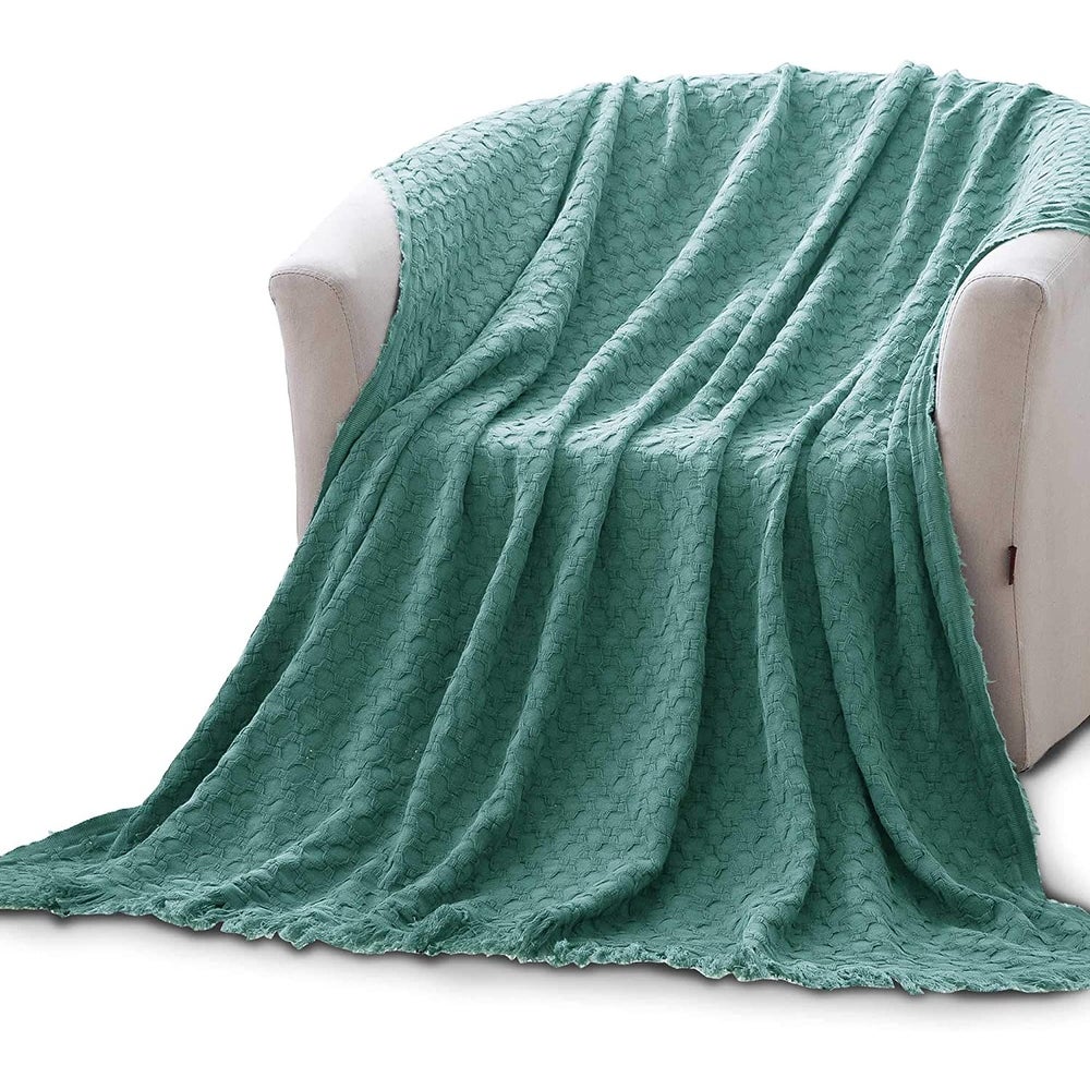 Kasentex 100% Cotton Soft Knitted Throw Blanket, Room Decor, Graduation Gifts, Fathers Day Gift, Mom Gift